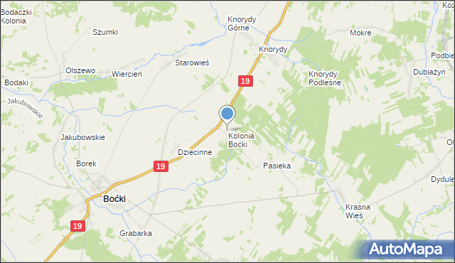 mapa Kolonia Boćki, Kolonia Boćki na mapie Targeo